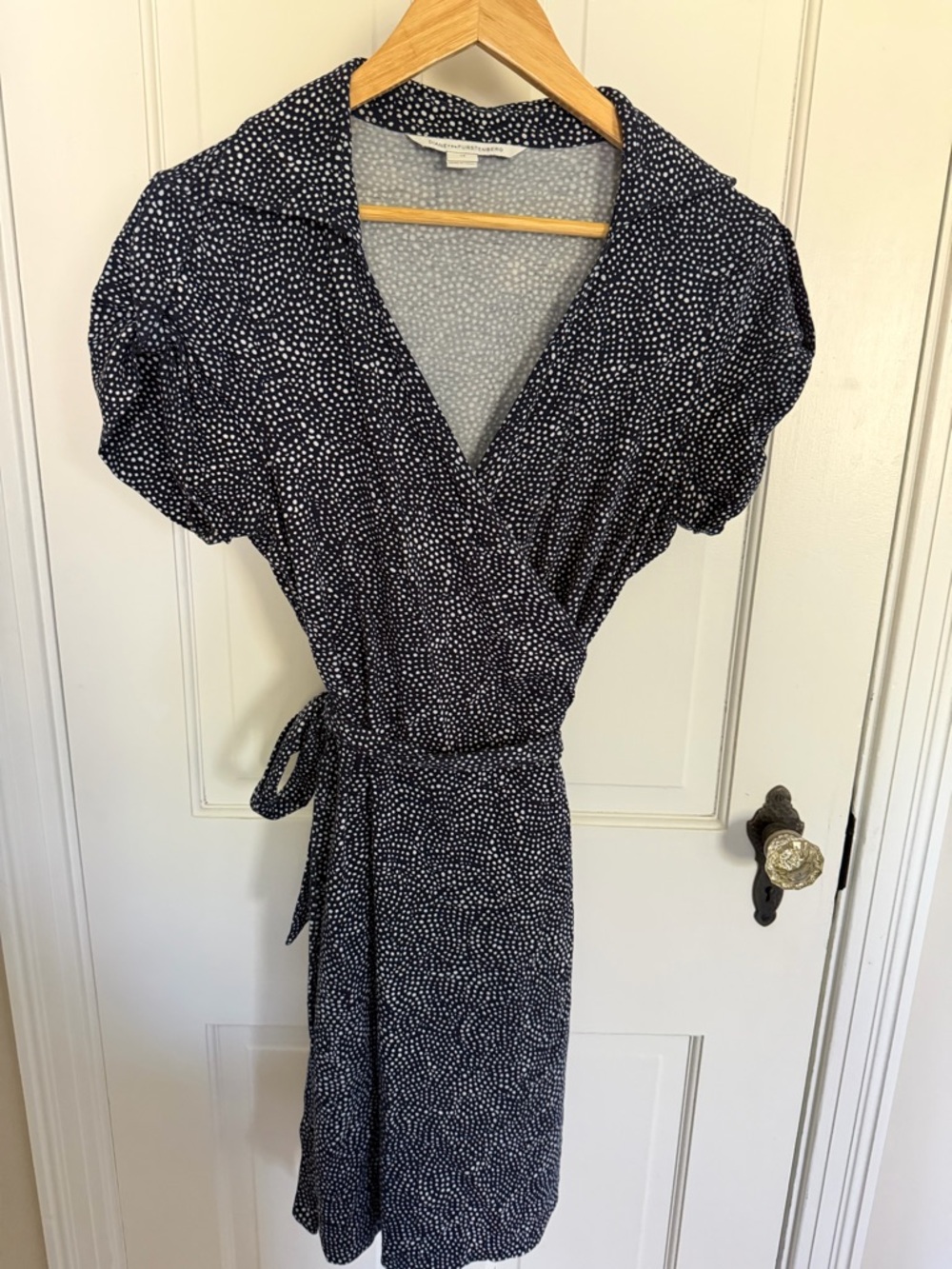 Diane Von Furstenburg Dot Wrap Dress with Tie Waist